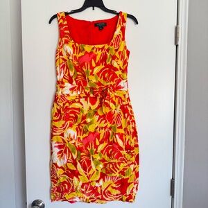 Vintage Ralph Lauren - Women’s (S, Sz 6) Red & Yellow Floral Sleeveless Dress